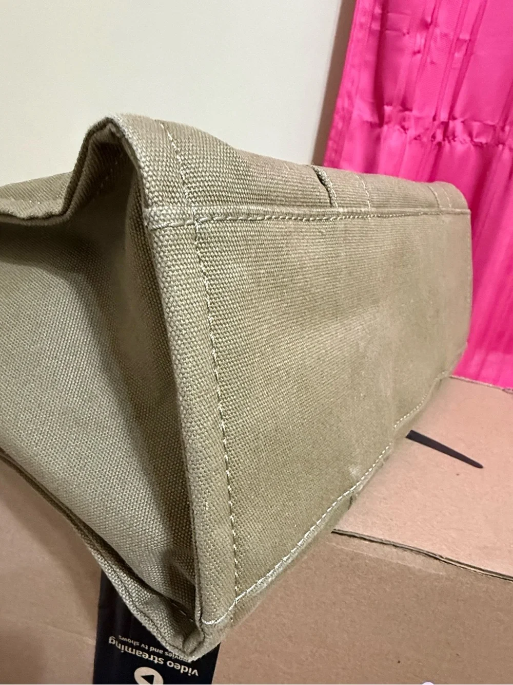 Marc Jacobs Olive Canvas The Tote Bag with White Logo